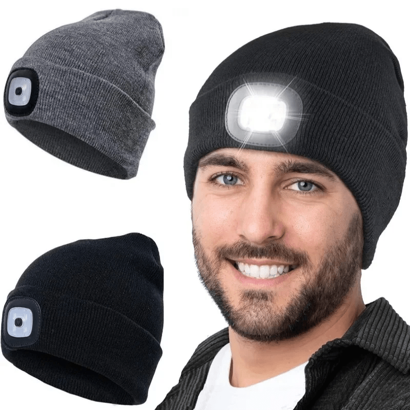 GlowGear™ LED Beanie Hat: USB Rechargeable Winter Headlamp Cap for Warmth & Hands - Free Light - thewrightstore
