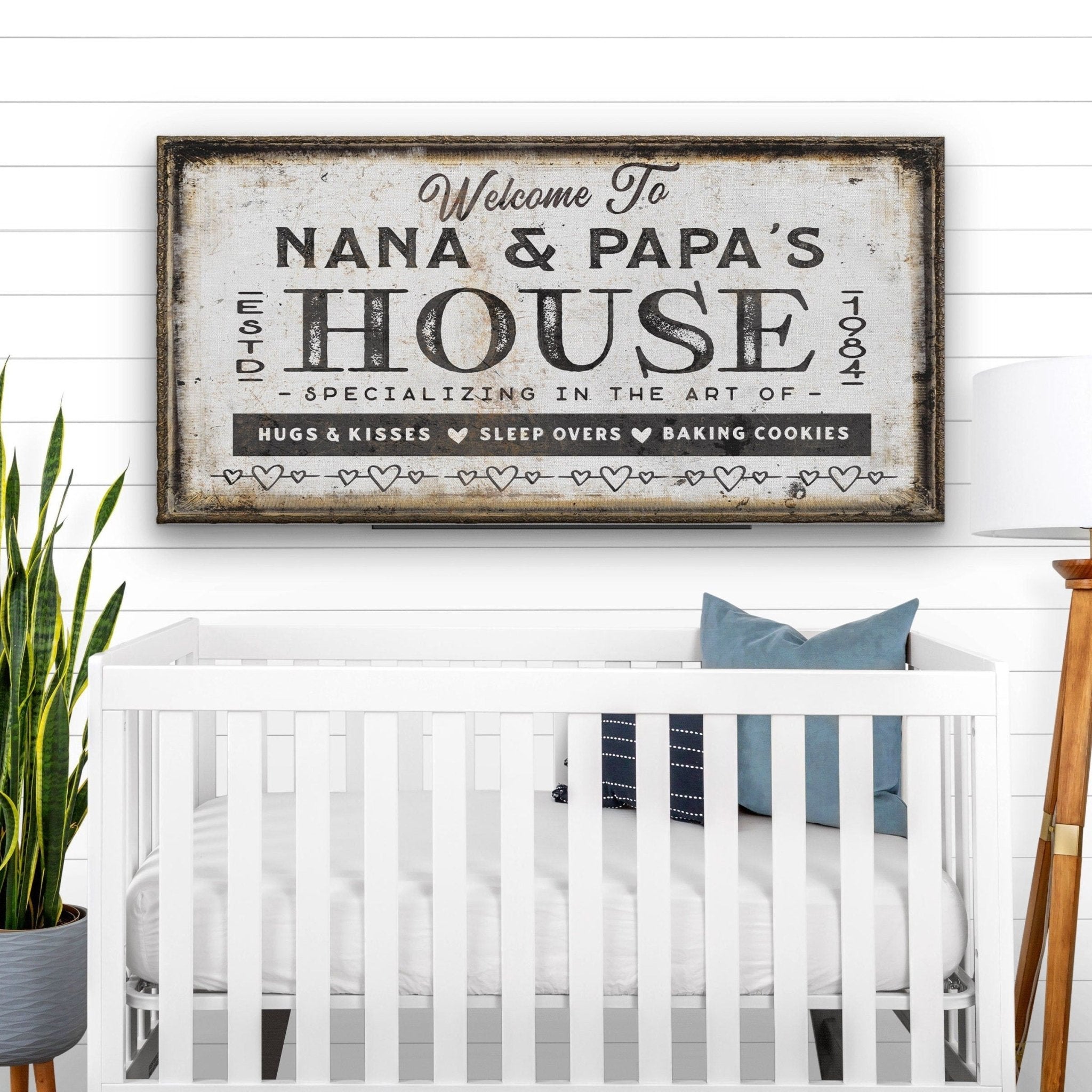 Grandma & Grandpas House Canvas Sign | Personalizable Grandparent Gift - thewrightstore