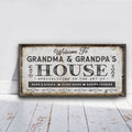 Grandma & Grandpas House Canvas Sign | Personalizable Grandparent Gift - thewrightstore