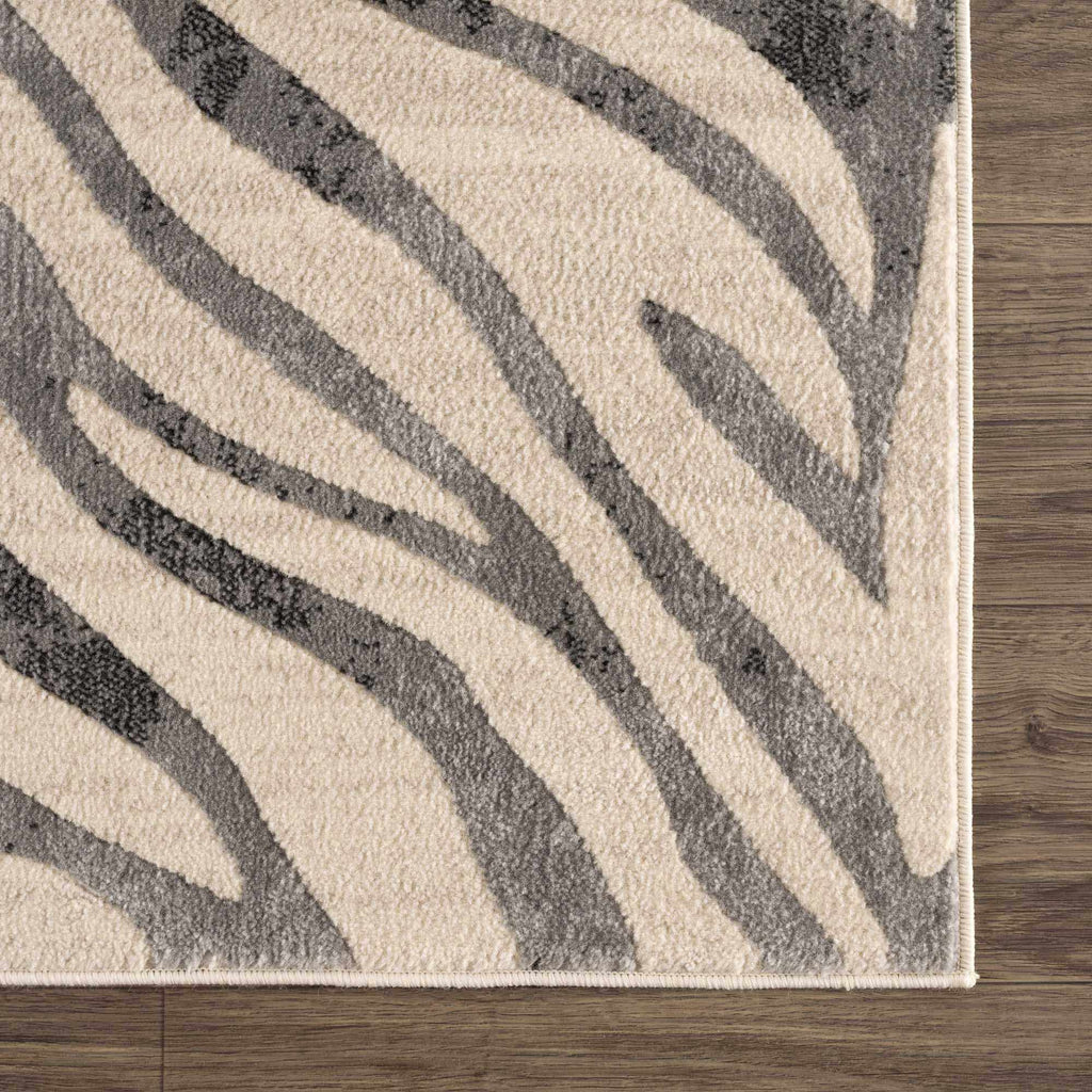 Gray Ecorse Zebra Print Area Rug - thewrightstore