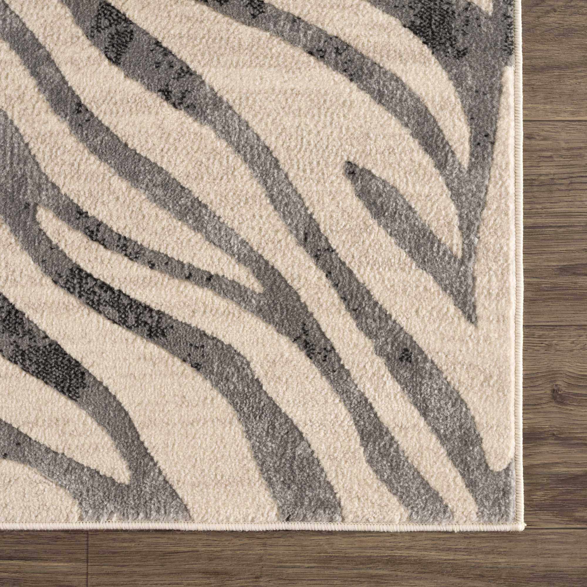 Gray Ecorse Zebra Print Area Rug - thewrightstore