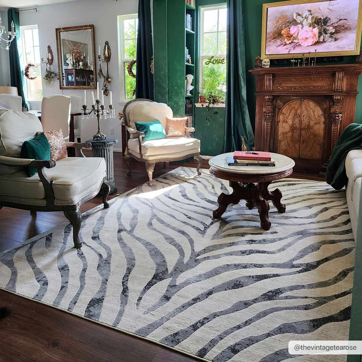 Gray Ecorse Zebra Print Area Rug - thewrightstore