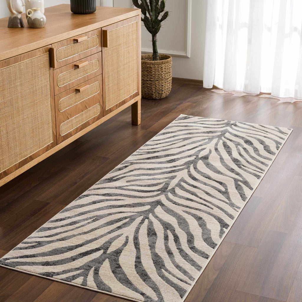 Gray Ecorse Zebra Print Area Rug - thewrightstore