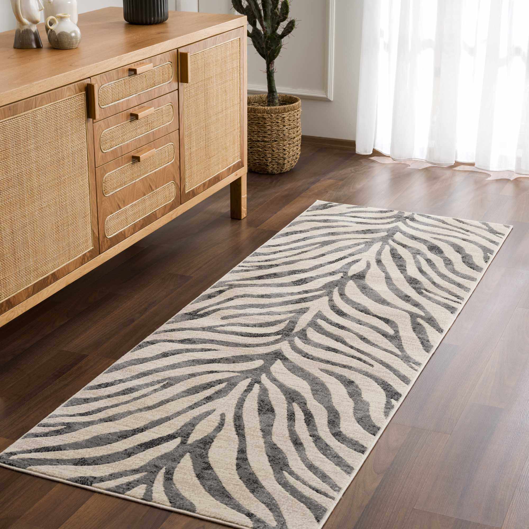 Gray Ecorse Zebra Print Area Rug - thewrightstore