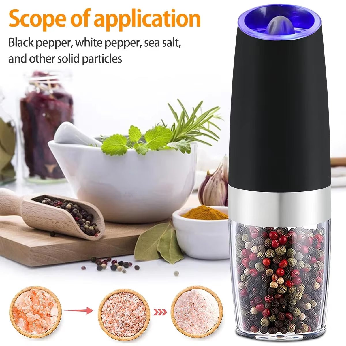 GrindMate™ Pro: Automatic Gravity Spice & Coffee Grinder with Adjustable Coarseness - thewrightstore