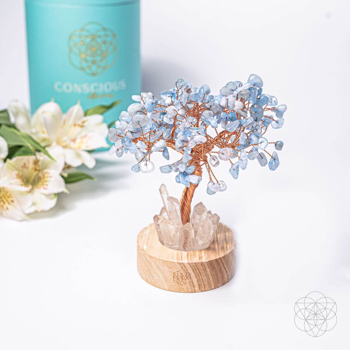 Guardian Angel Lamp of Protection - Aquamarine Tree - thewrightstore