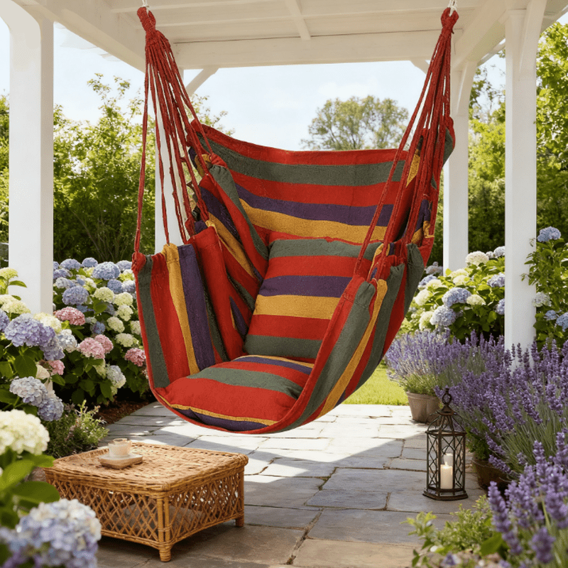 Hammock Chair Canvas – Portable Colorful Stripe Indoor Swing - thewrightstore