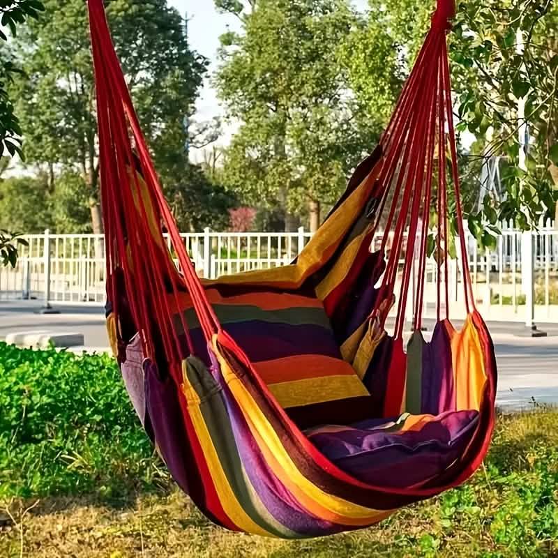 Hammock Chair Canvas – Portable Colorful Stripe Indoor Swing - thewrightstore