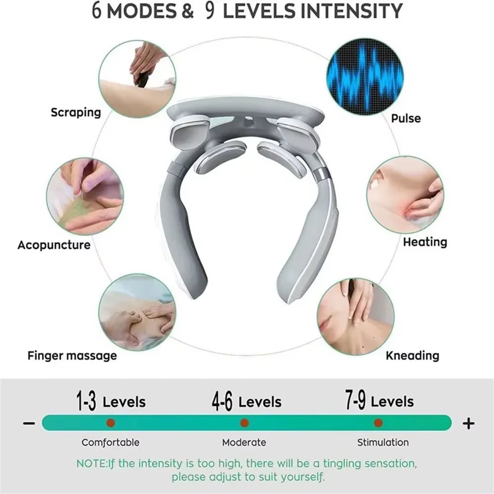 Heated Neck & Spine Massager – 4D Head Relief with Vibration, Heat & Breathing Light - thewrightstore