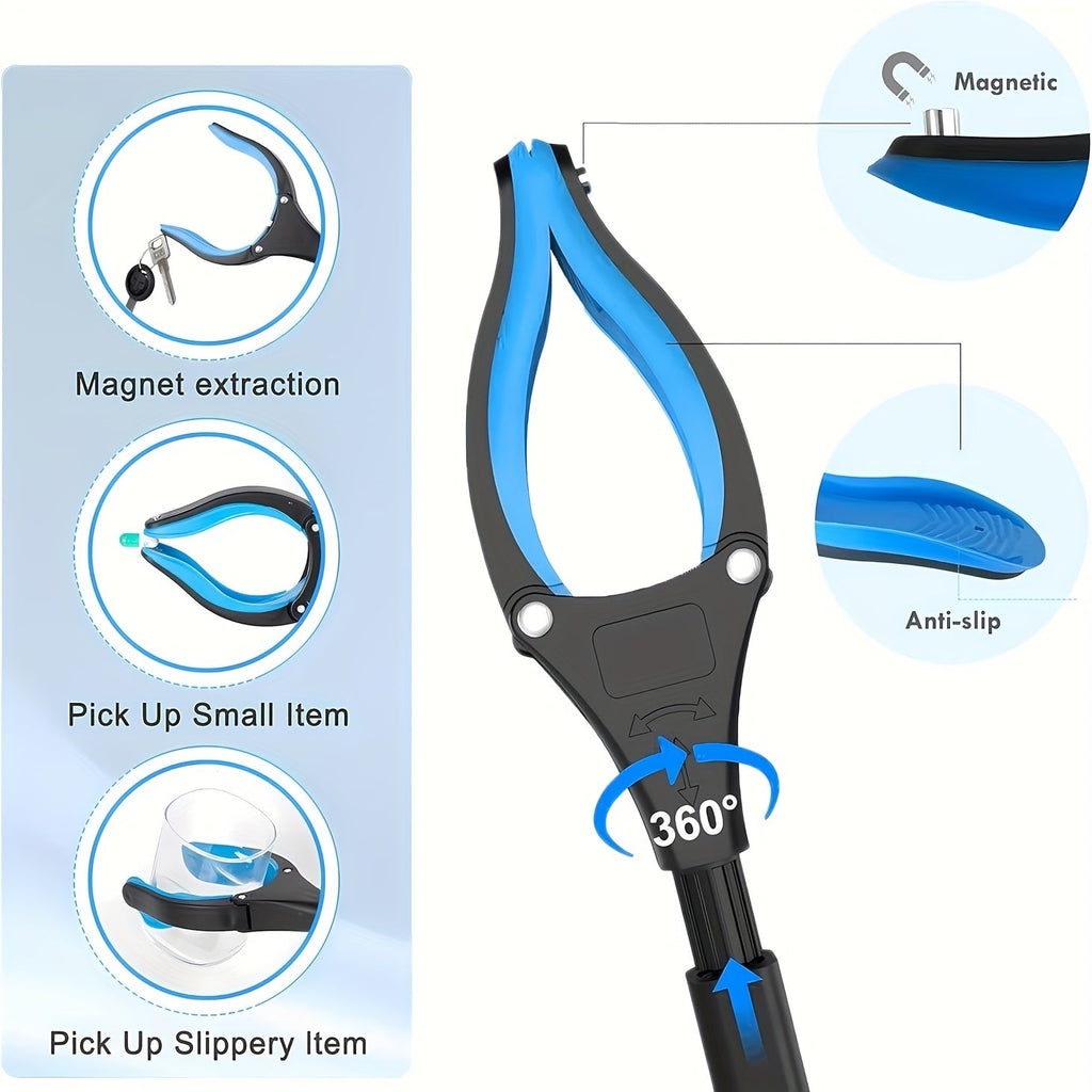 Heavy - Duty Steel Folding Trash Picker – 32" with Magnet & Anti - Slip Handle - thewrightstore