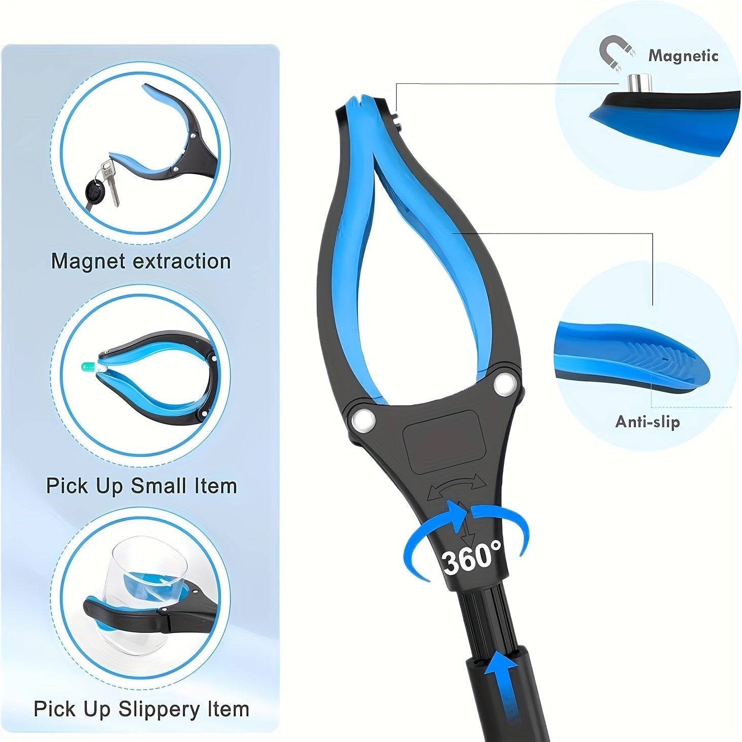 Heavy - Duty Steel Folding Trash Picker – 32" with Magnet & Anti - Slip Handle - thewrightstore