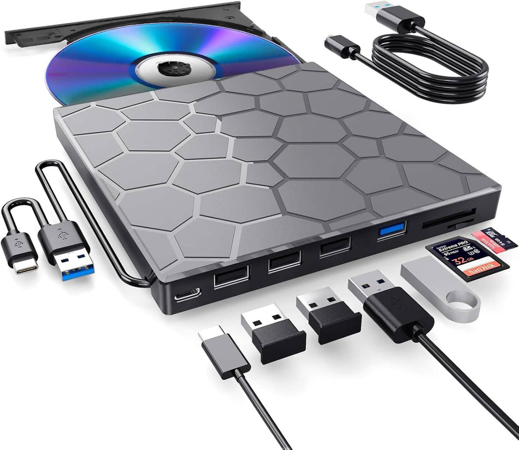 High - Speed USB 3.0 External CD/DVD Drive with Burner – Plug & Play, Windows & Mac Compatible - thewrightstore