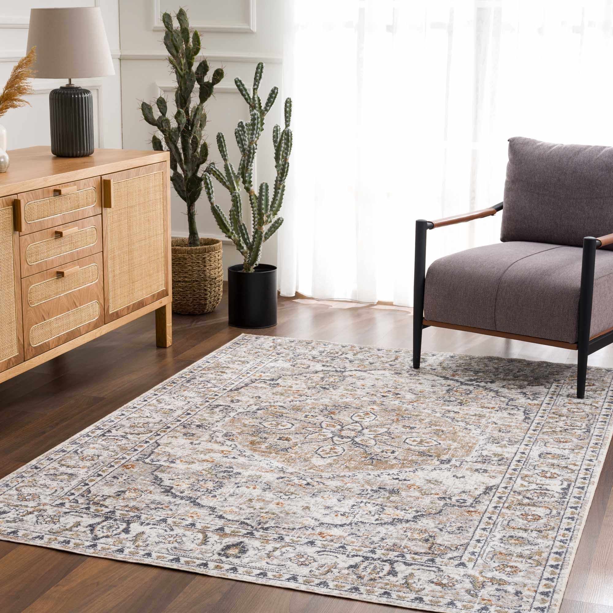 Hiti Cream Flat Pile Washable Rug - thewrightstore