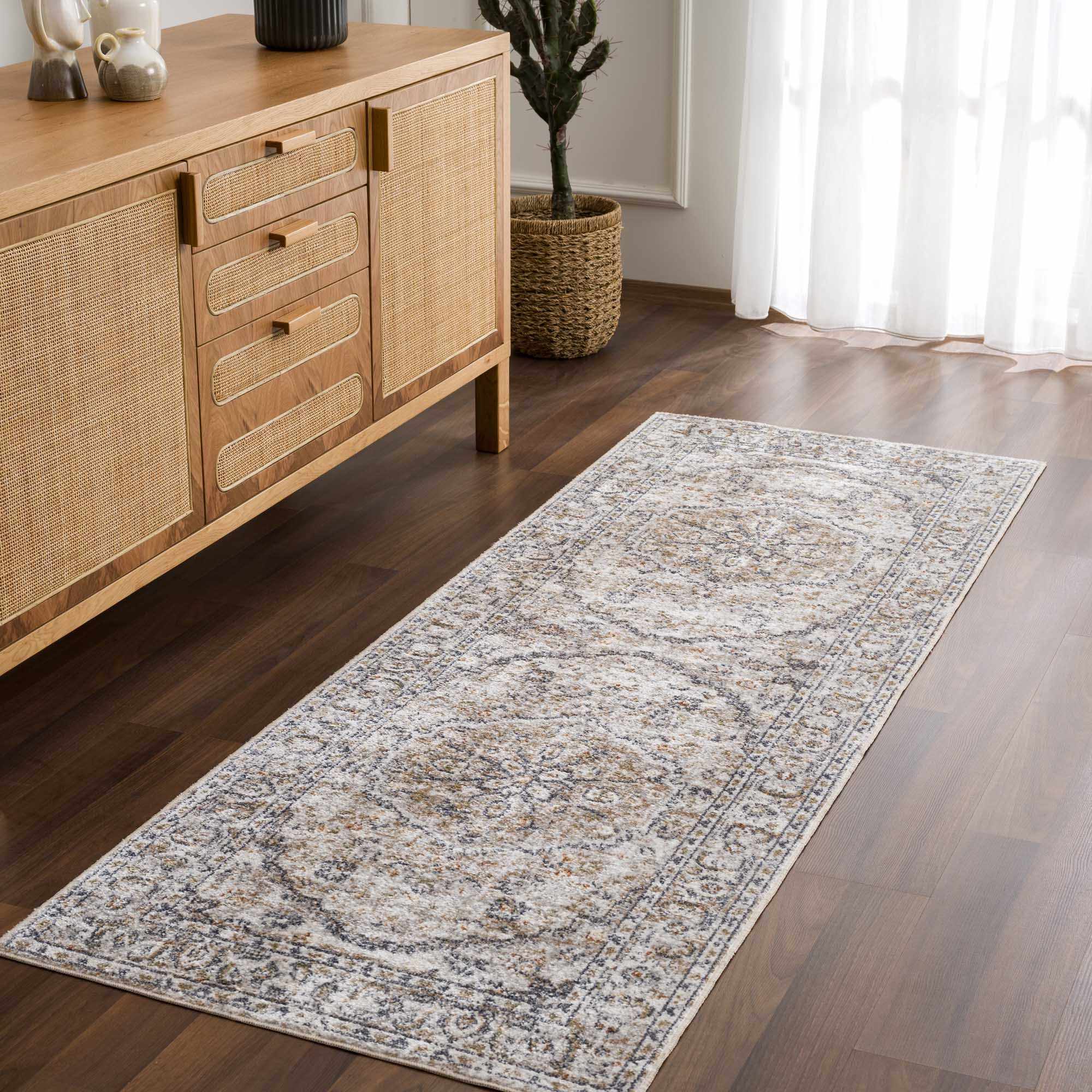 Hiti Cream Flat Pile Washable Rug - thewrightstore