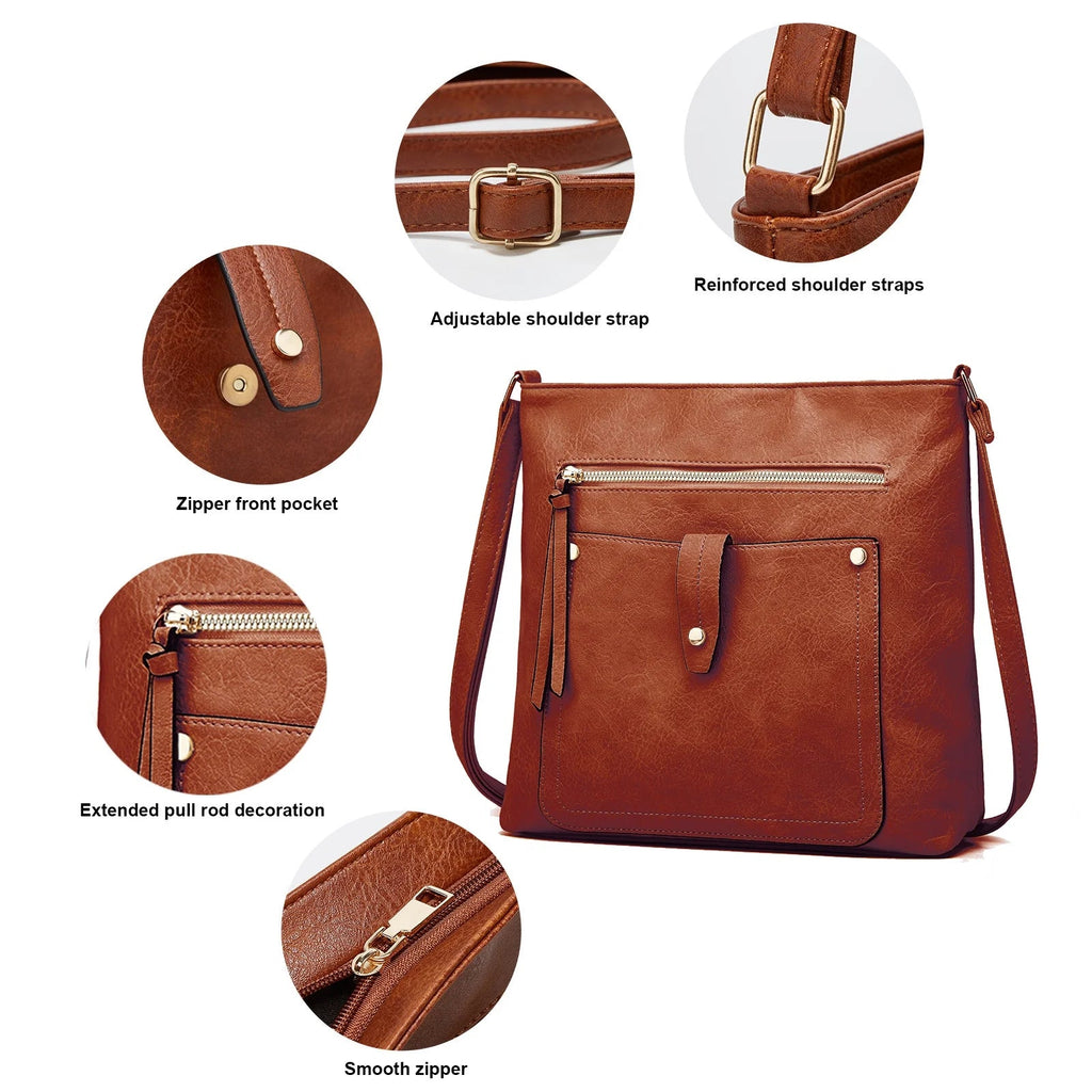 Hobo Bags for Women Large Leather Purses and Handbags Crossbody Tote Shoulder Bag with Side Pockets Adjustable Strap - thewrightstore