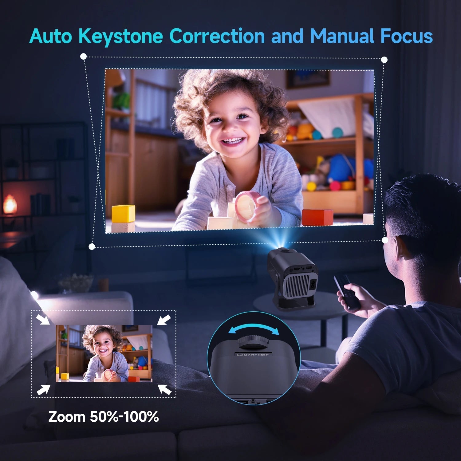 HY320 Mini Newly Native 720P Android 11 4K Projector 300ANSI Wifi6 BT5.0 Cinema Outdoor Portable 180° Rotable Projector - thewrightstore