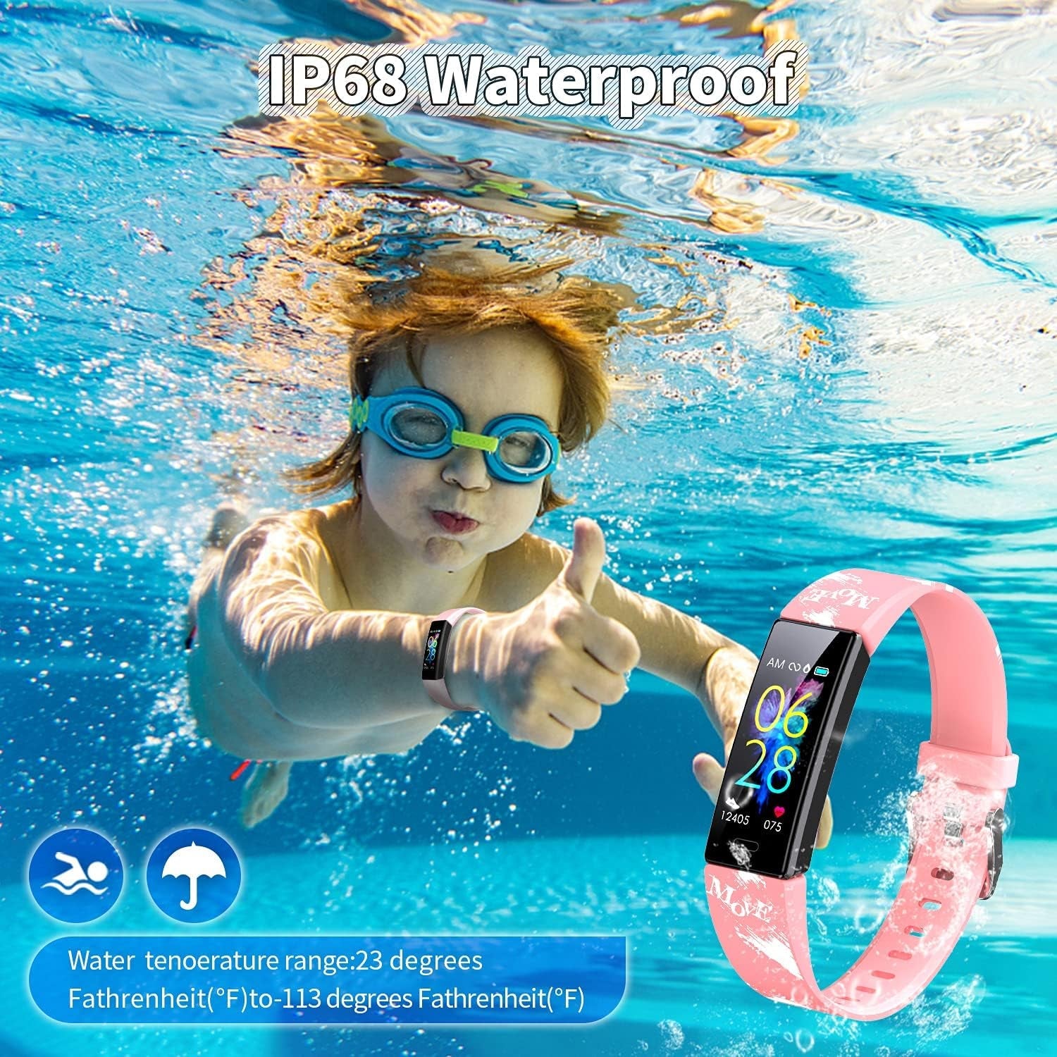 Kids Watch Fitness Tracker, Fitness Watches for Kids, Activity Tracker with Pedometers, Stopwatch, IP68 Waterproof, 11 Sport Modes Smart Watch for Kids Age 6 - 16 Years Old - thewrightstore