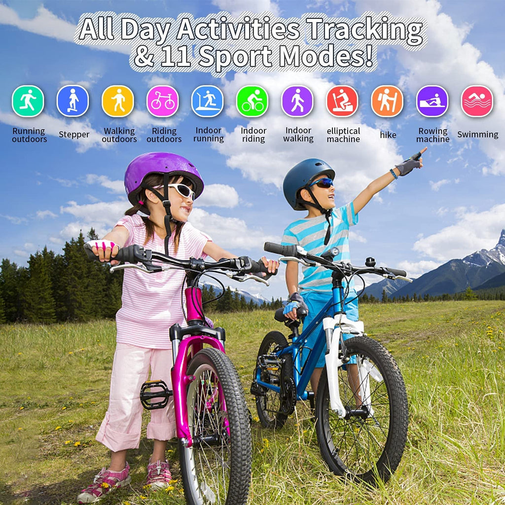 Kids Watch Fitness Tracker, Fitness Watches for Kids, Activity Tracker with Pedometers, Stopwatch, IP68 Waterproof, 11 Sport Modes Smart Watch for Kids Age 6 - 16 Years Old - thewrightstore