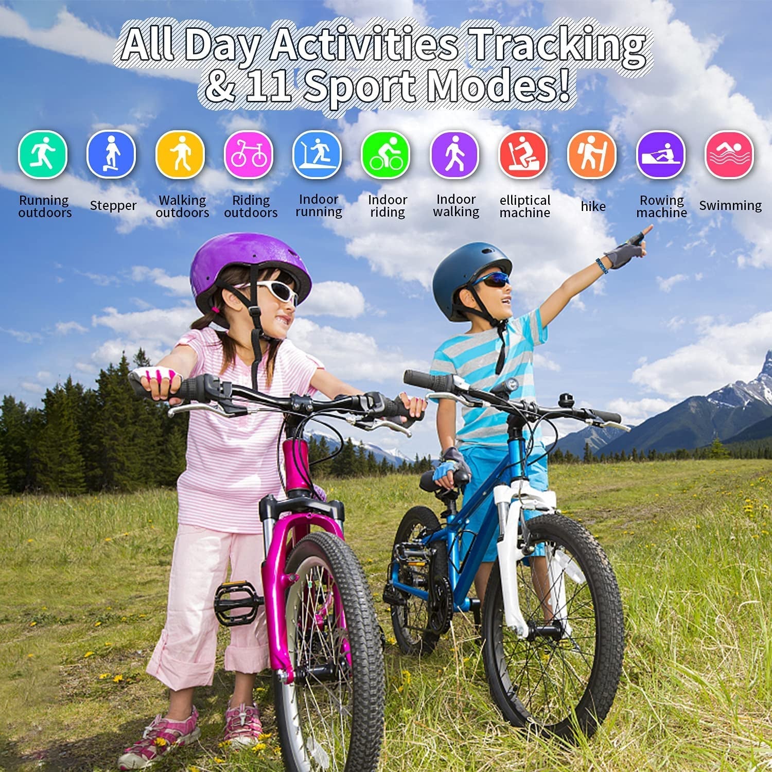Kids Watch Fitness Tracker, Fitness Watches for Kids, Activity Tracker with Pedometers, Stopwatch, IP68 Waterproof, 11 Sport Modes Smart Watch for Kids Age 6 - 16 Years Old - thewrightstore