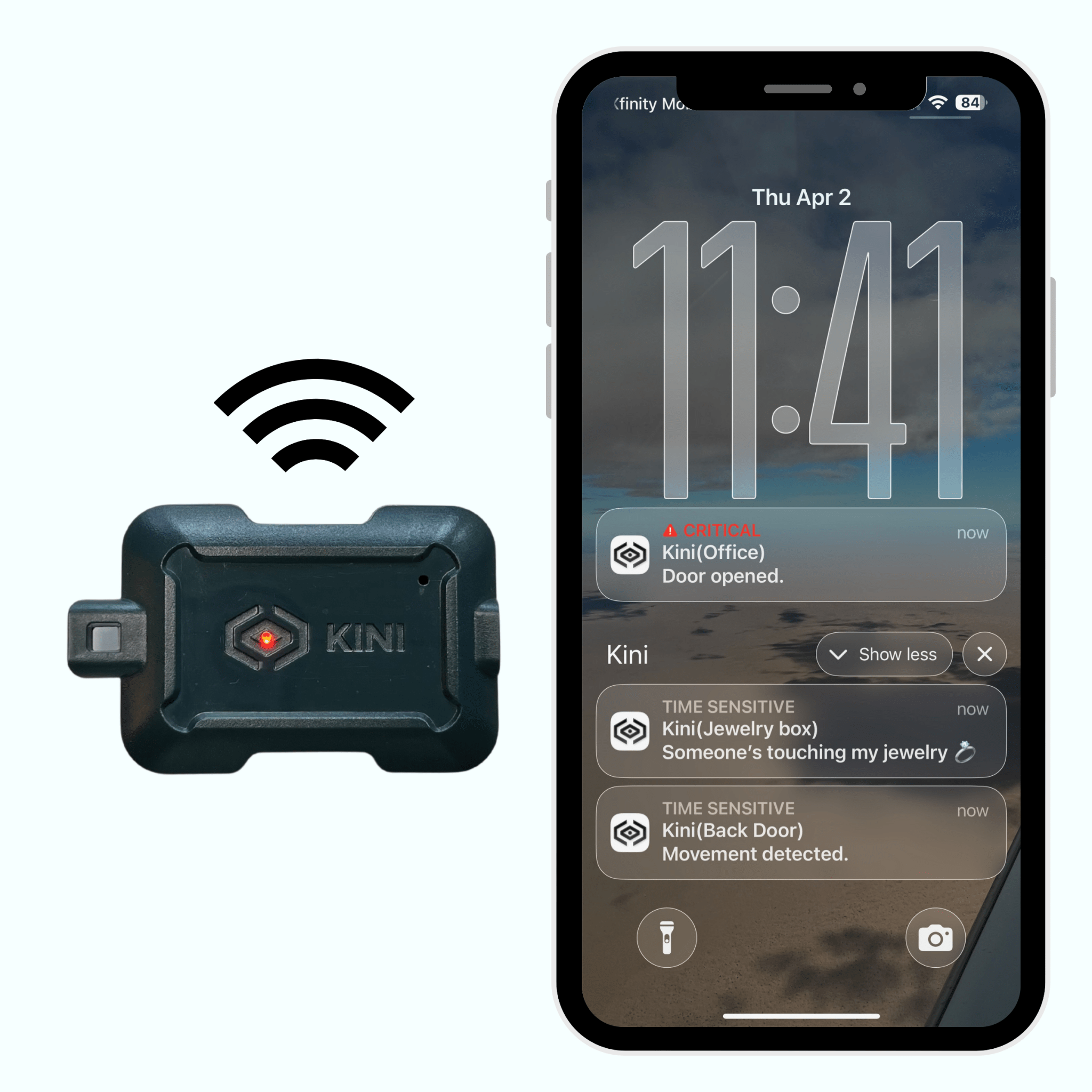 Kini SafeAlert - Wi - Fi Tamper Alert Device with Real - Time SMS, Email & Push Notifications - thewrightstore
