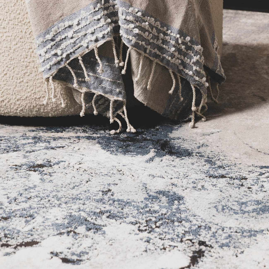 Kirkland Dark Blue Marble Rug - thewrightstore