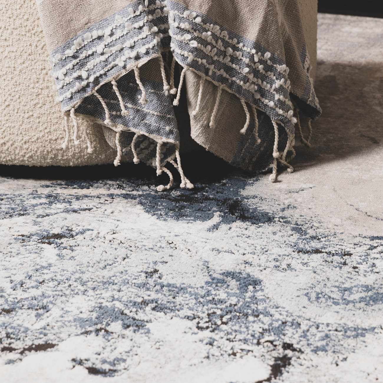 Kirkland Dark Blue Marble Rug - thewrightstore