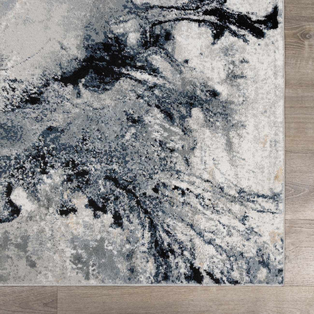 Kirkland Dark Blue Marble Rug - thewrightstore