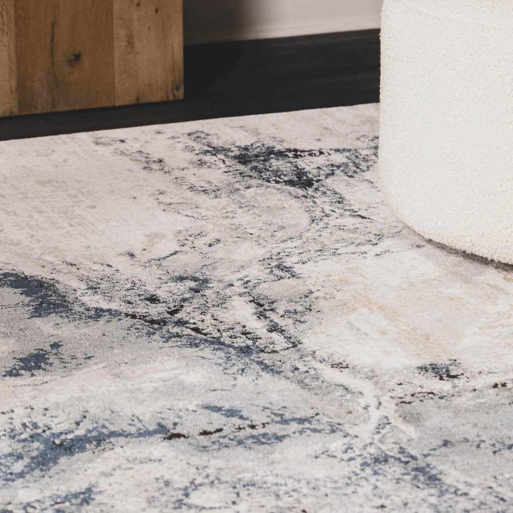 Kirkland Dark Blue Marble Rug - thewrightstore