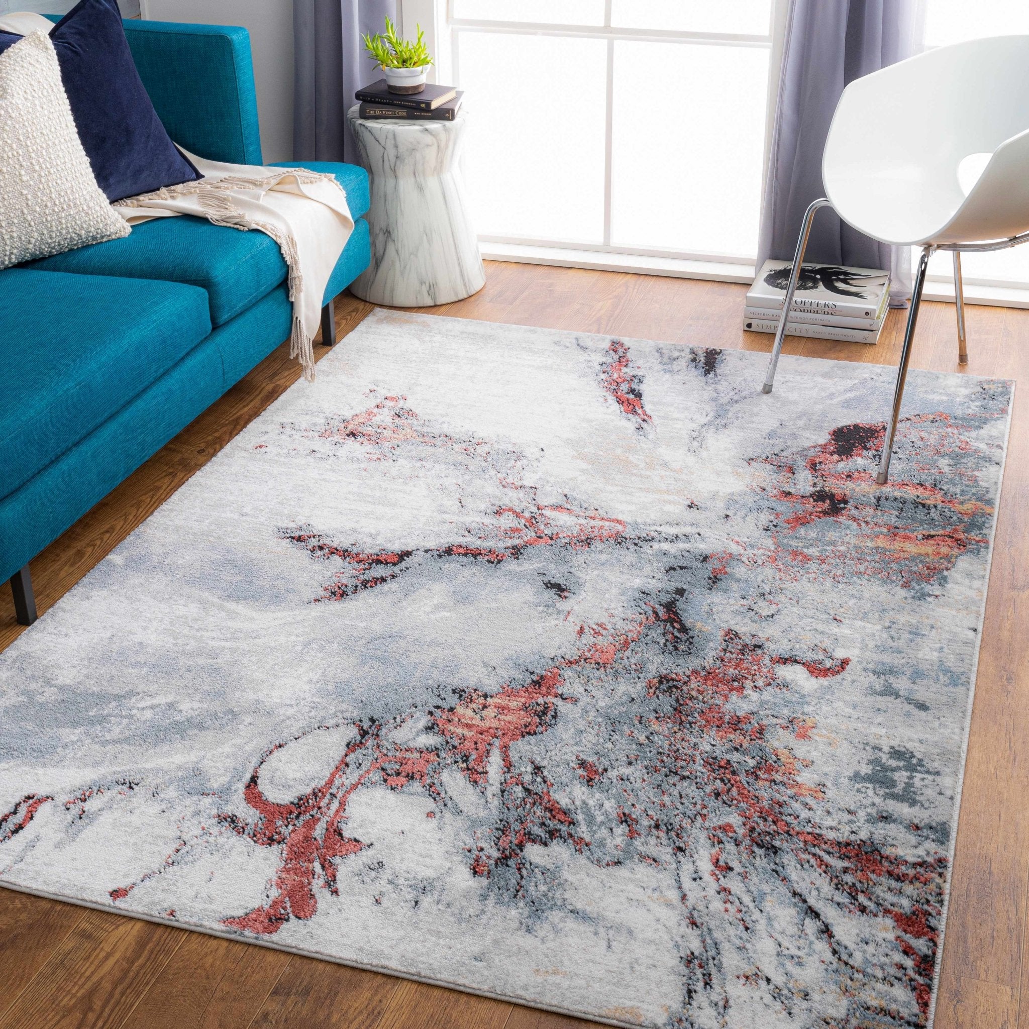 Kirkland Silver - Red Marble Rug - thewrightstore
