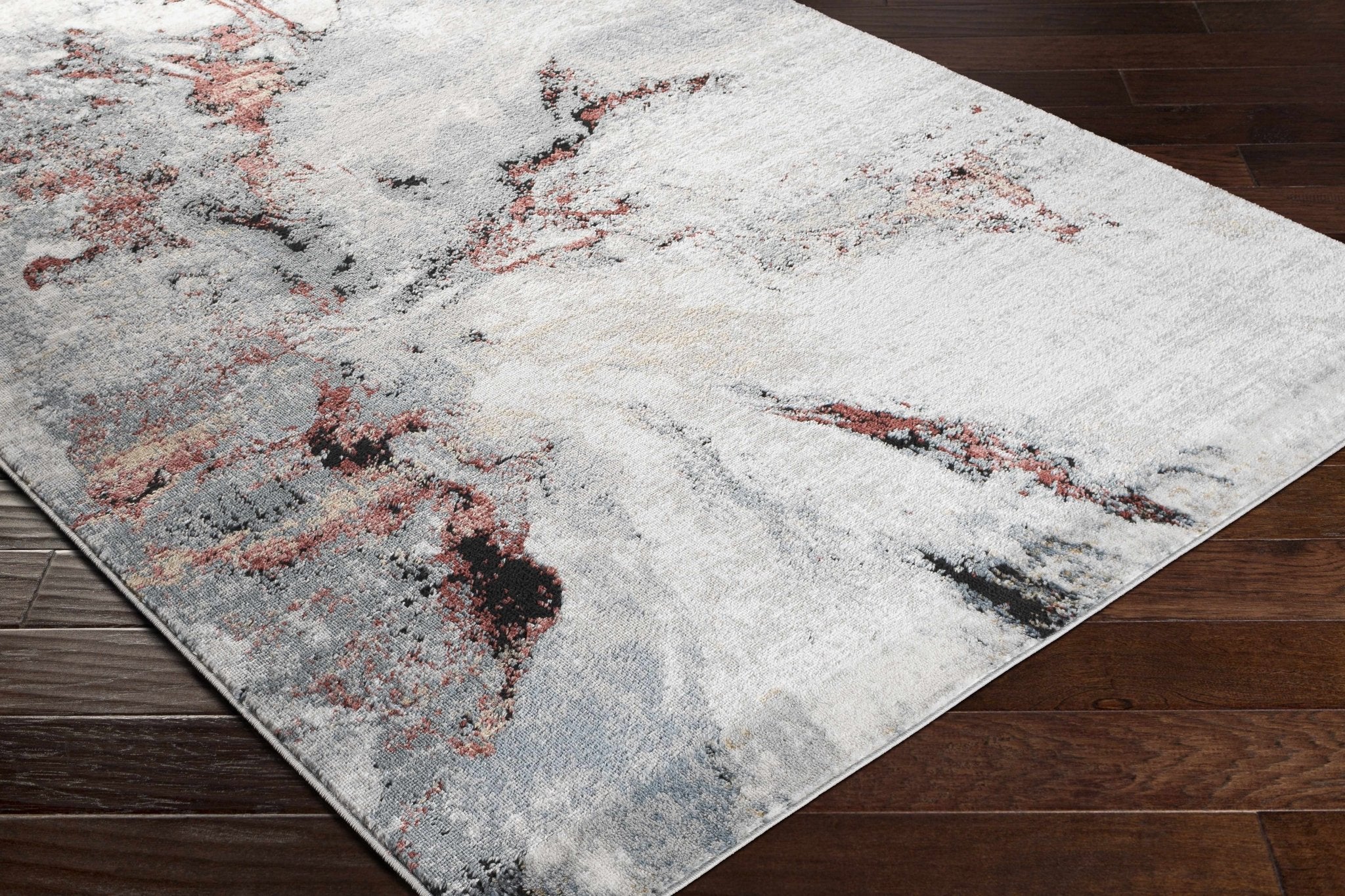 Kirkland Silver - Red Marble Rug - thewrightstore