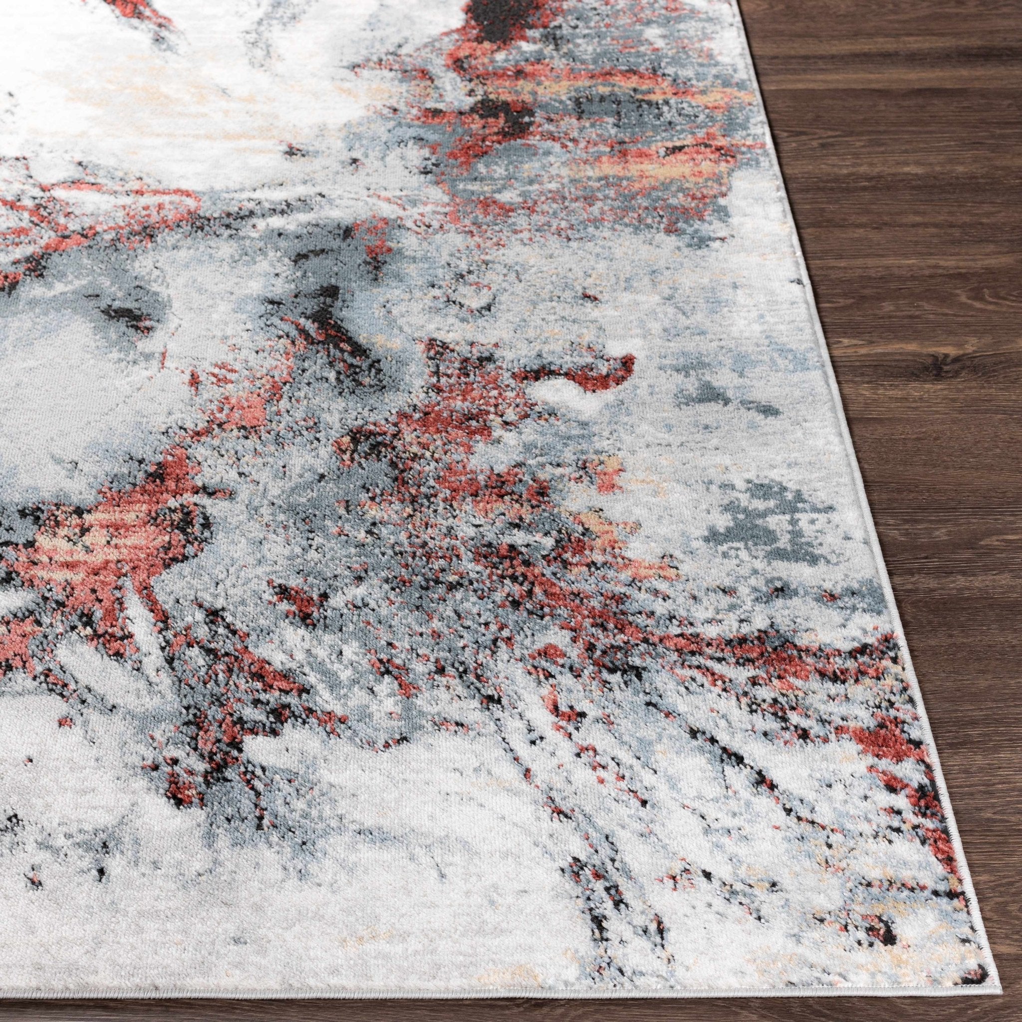 Kirkland Silver - Red Marble Rug - thewrightstore