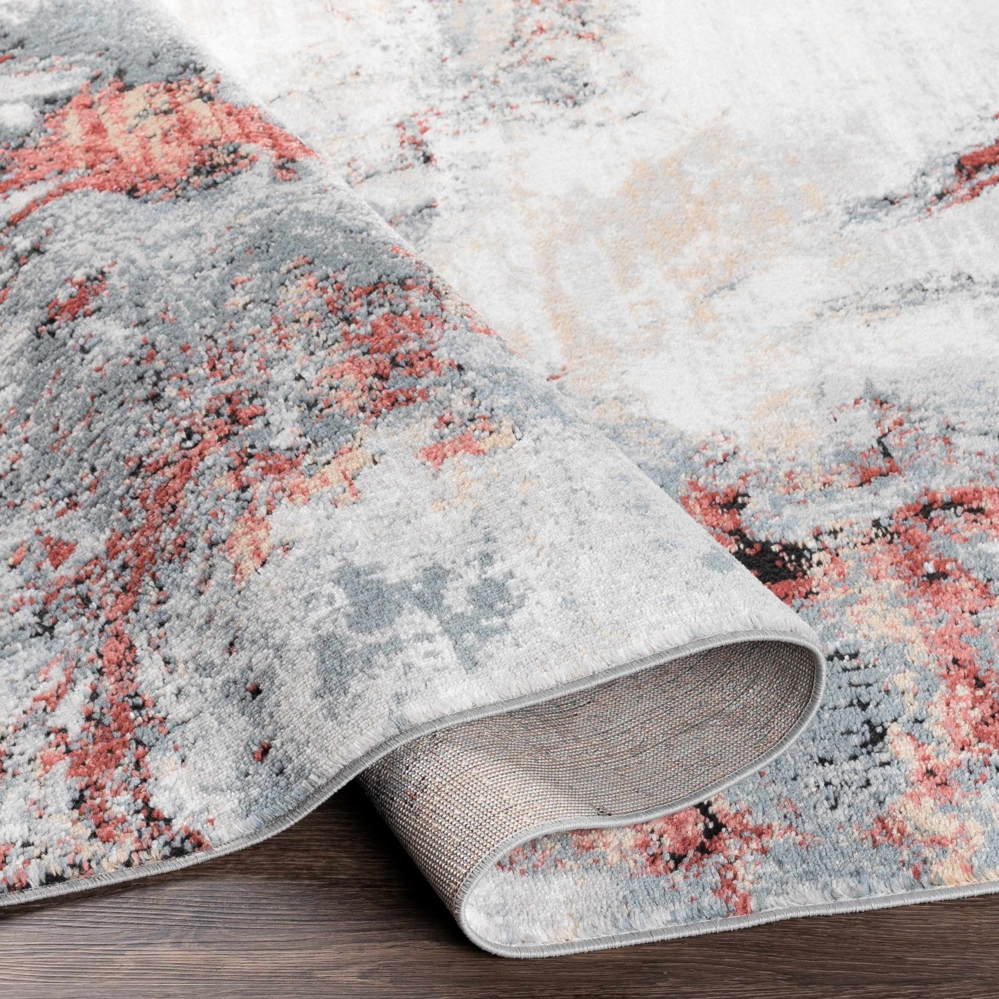 Kirkland Silver - Red Marble Rug - thewrightstore