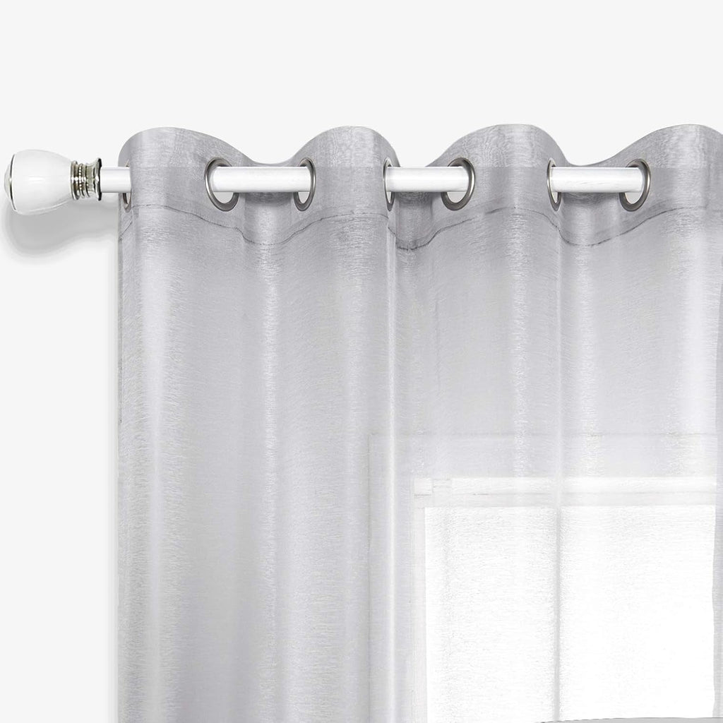 KOUFALL Luxury Silver Sheer Curtains, Light Grey Grommet Drapes for Living Room and Bedroom, 52 x 84 Inches, Set of 2 Panels - thewrightstore