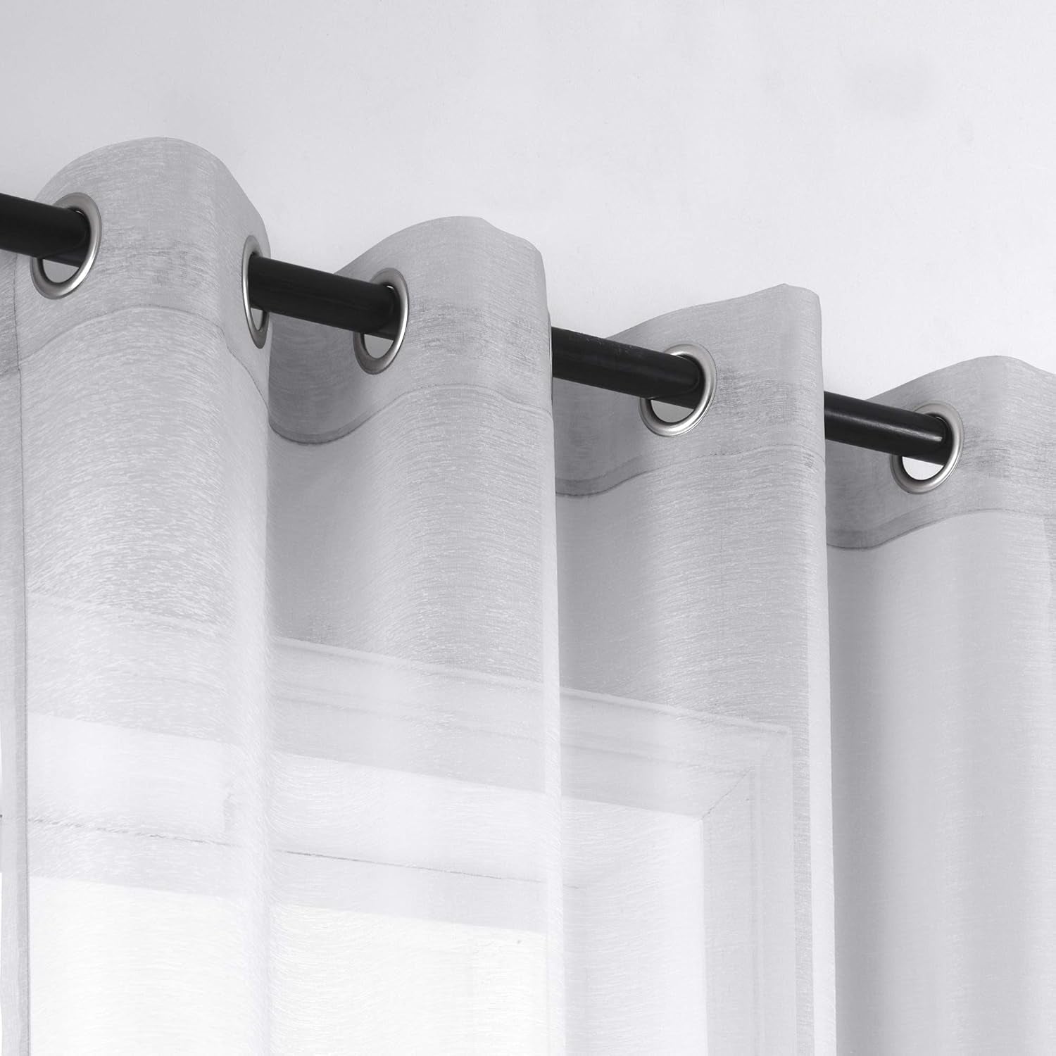 KOUFALL Luxury Silver Sheer Curtains, Light Grey Grommet Drapes for Living Room and Bedroom, 52 x 84 Inches, Set of 2 Panels - thewrightstore