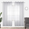 KOUFALL Luxury Silver Sheer Curtains, Light Grey Grommet Drapes for Living Room and Bedroom, 52 x 84 Inches, Set of 2 Panels - thewrightstore