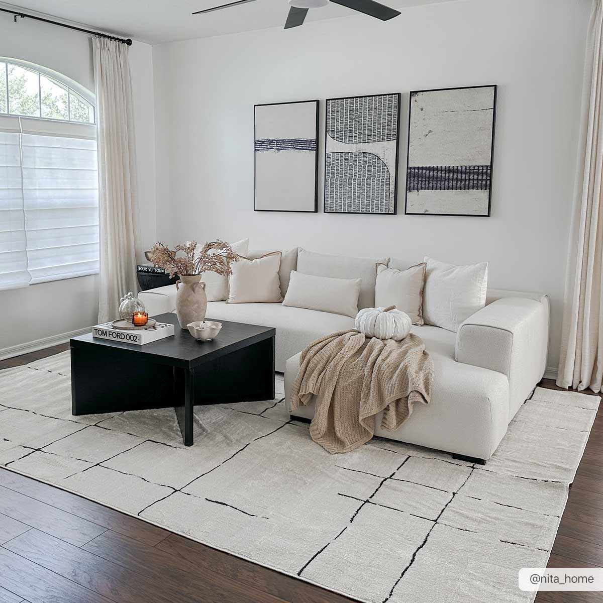 Koume Beige Maze Area Rug - thewrightstore