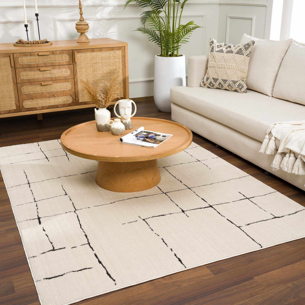 Koume Beige Maze Area Rug - thewrightstore
