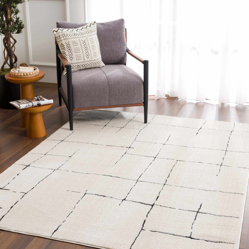 Koume Beige Maze Area Rug - thewrightstore
