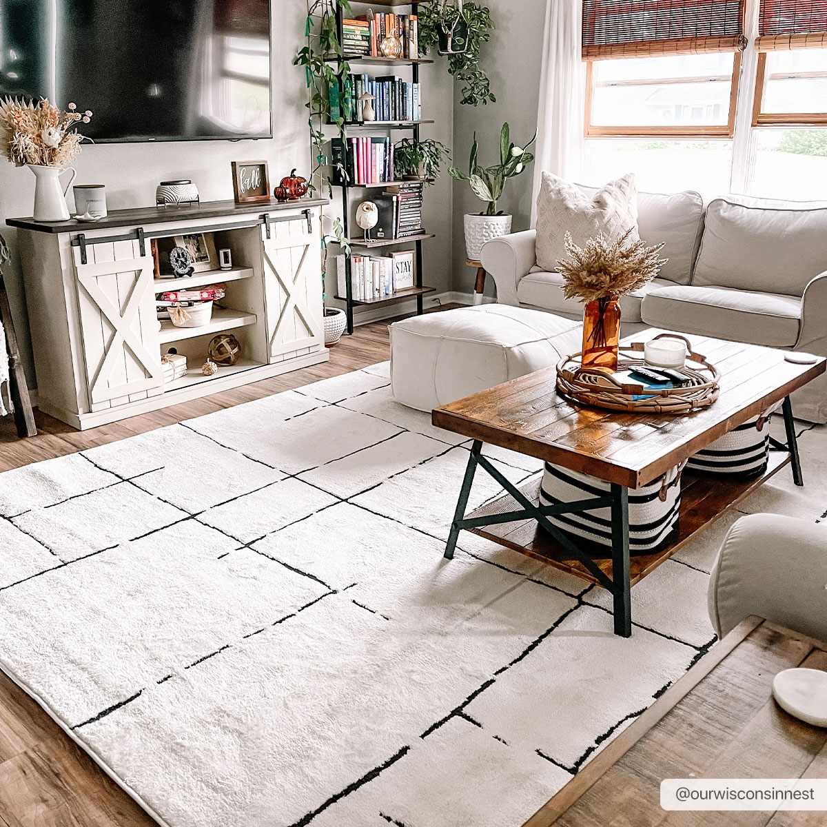 Koume Beige Maze Area Rug - thewrightstore