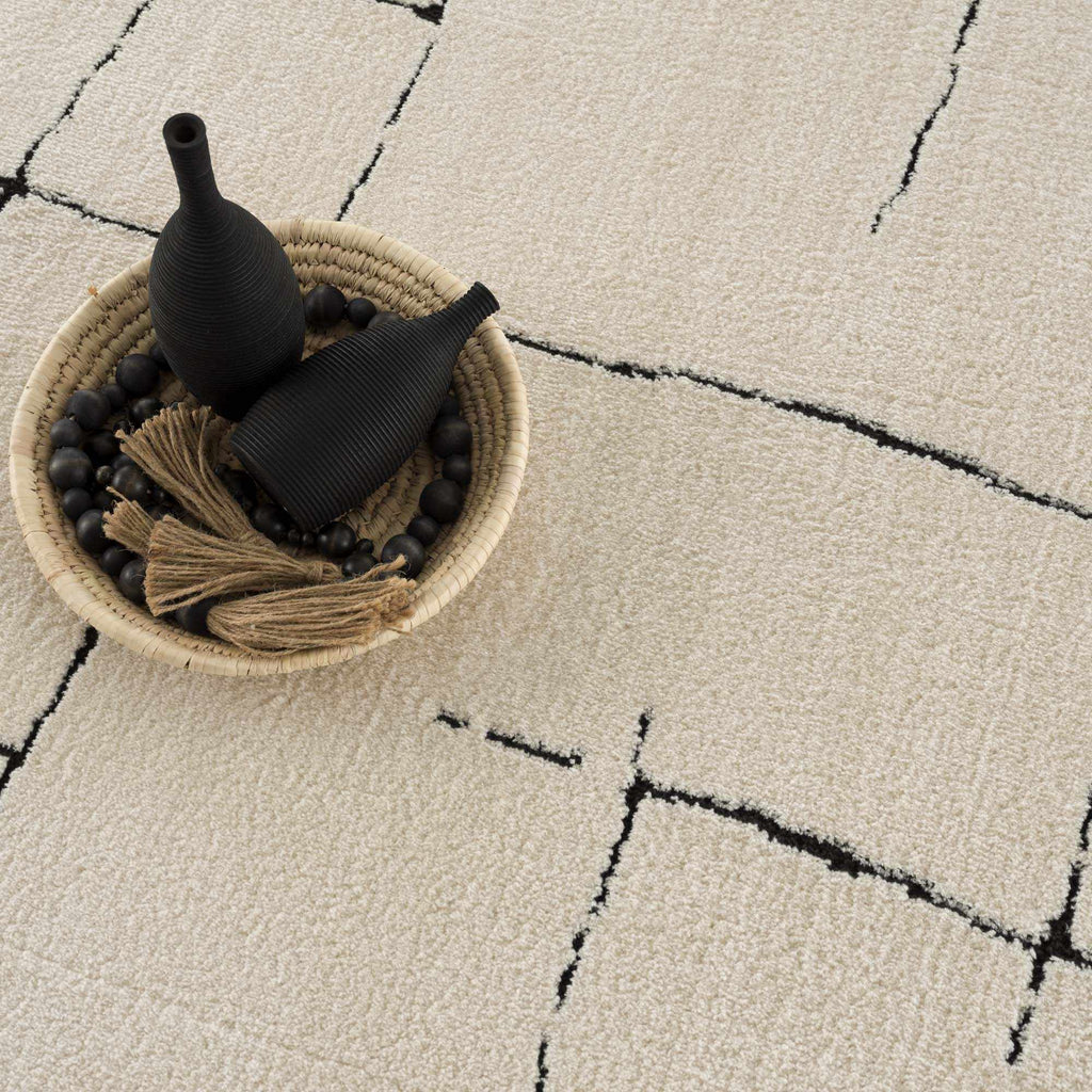 Koume Beige Maze Area Rug - thewrightstore