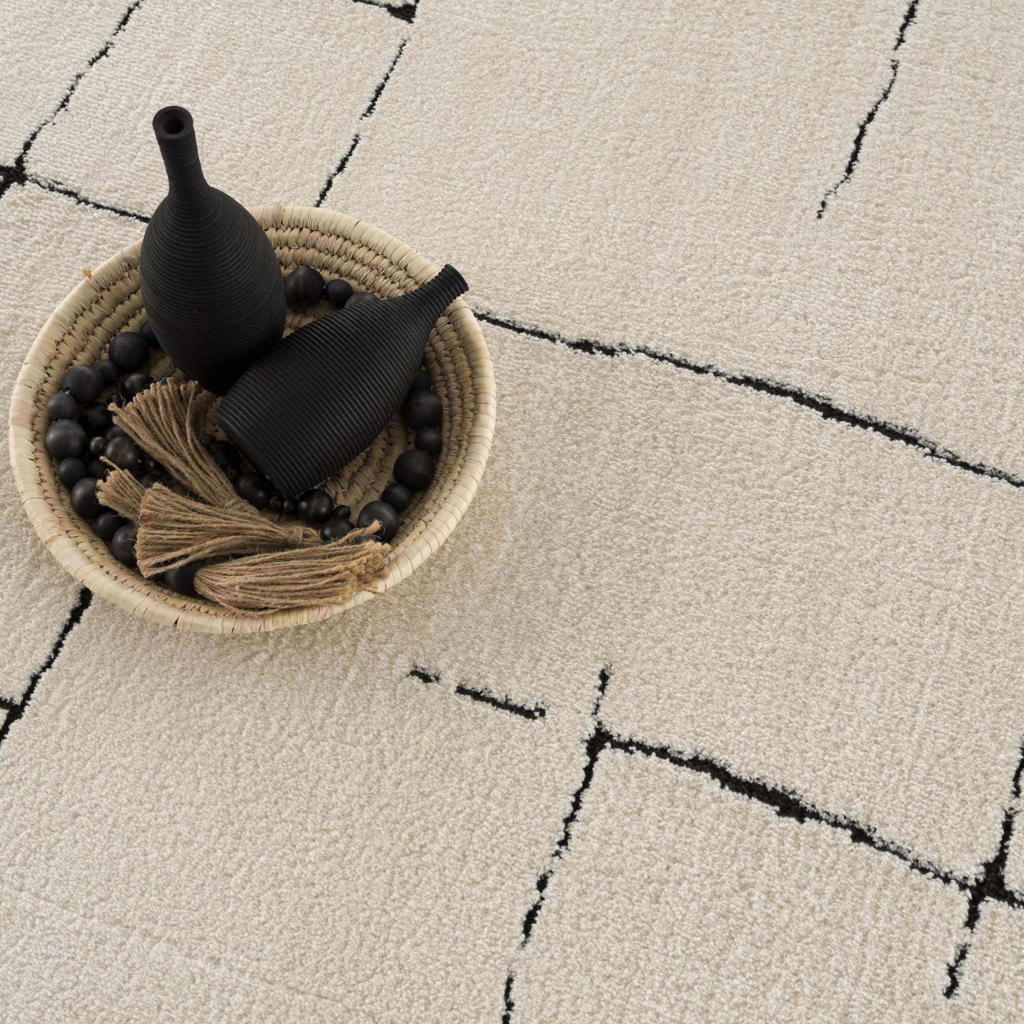 Koume Beige Maze Area Rug - thewrightstore