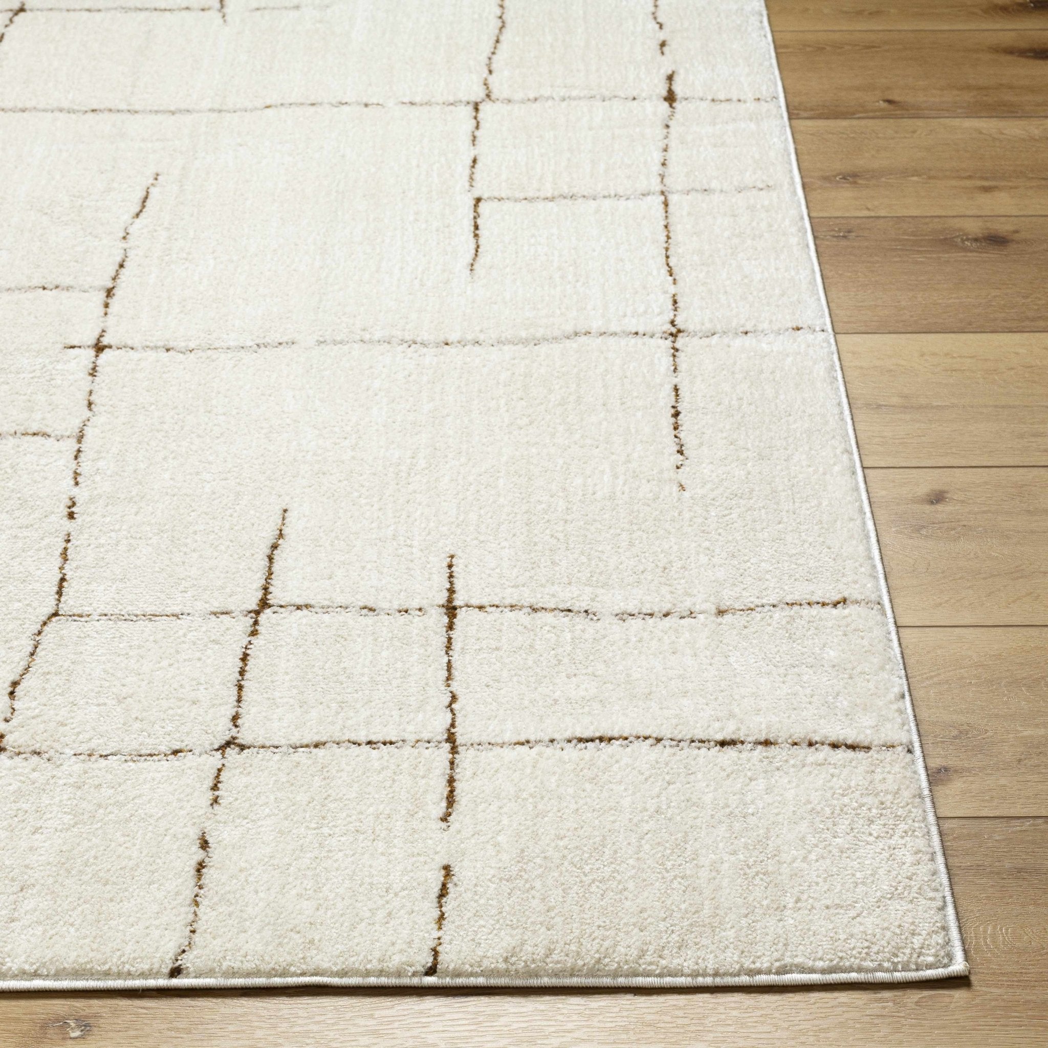 Koume Ivory & Brown Area Rug - thewrightstore