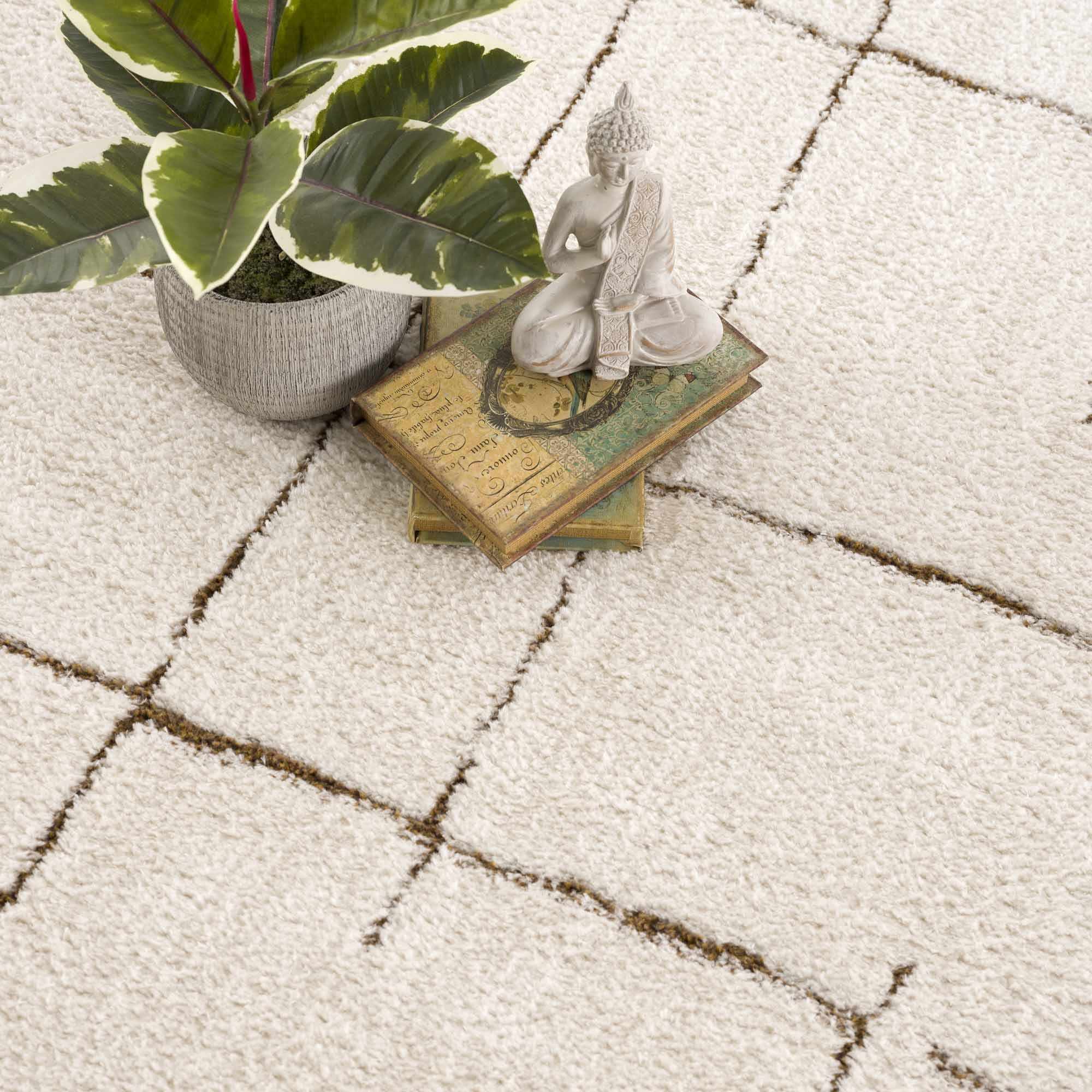 Koume Ivory & Brown Area Rug - thewrightstore