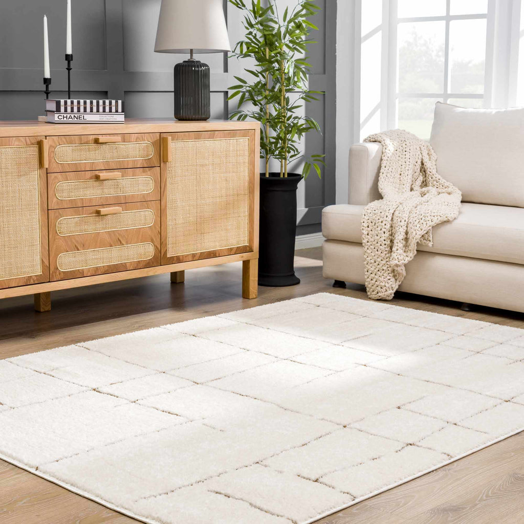 Koume Ivory & Brown Area Rug - thewrightstore