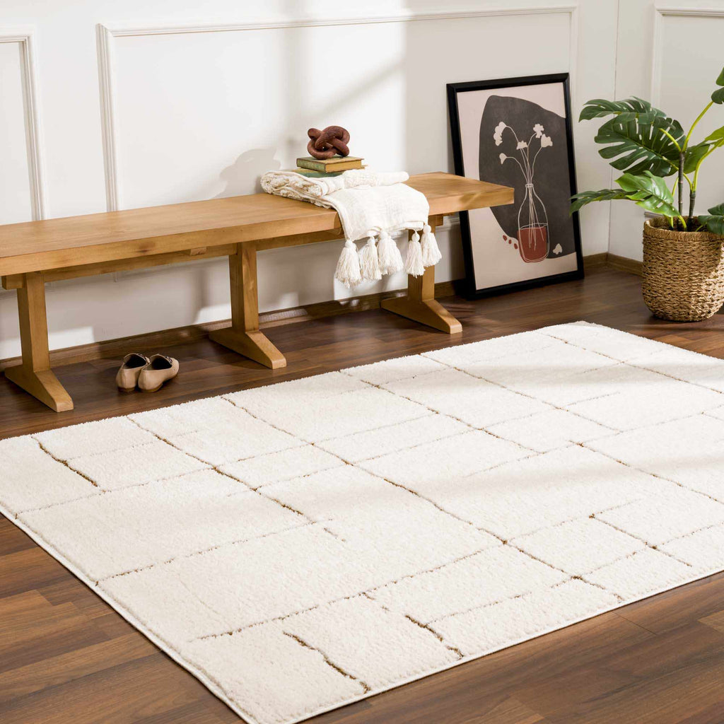 Koume Ivory & Brown Area Rug - thewrightstore