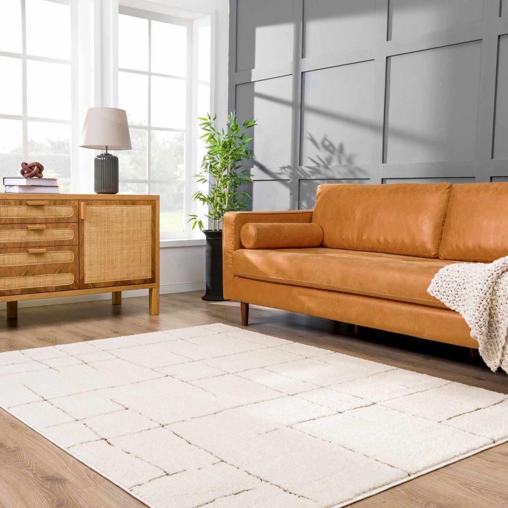 Koume Ivory & Brown Area Rug - thewrightstore