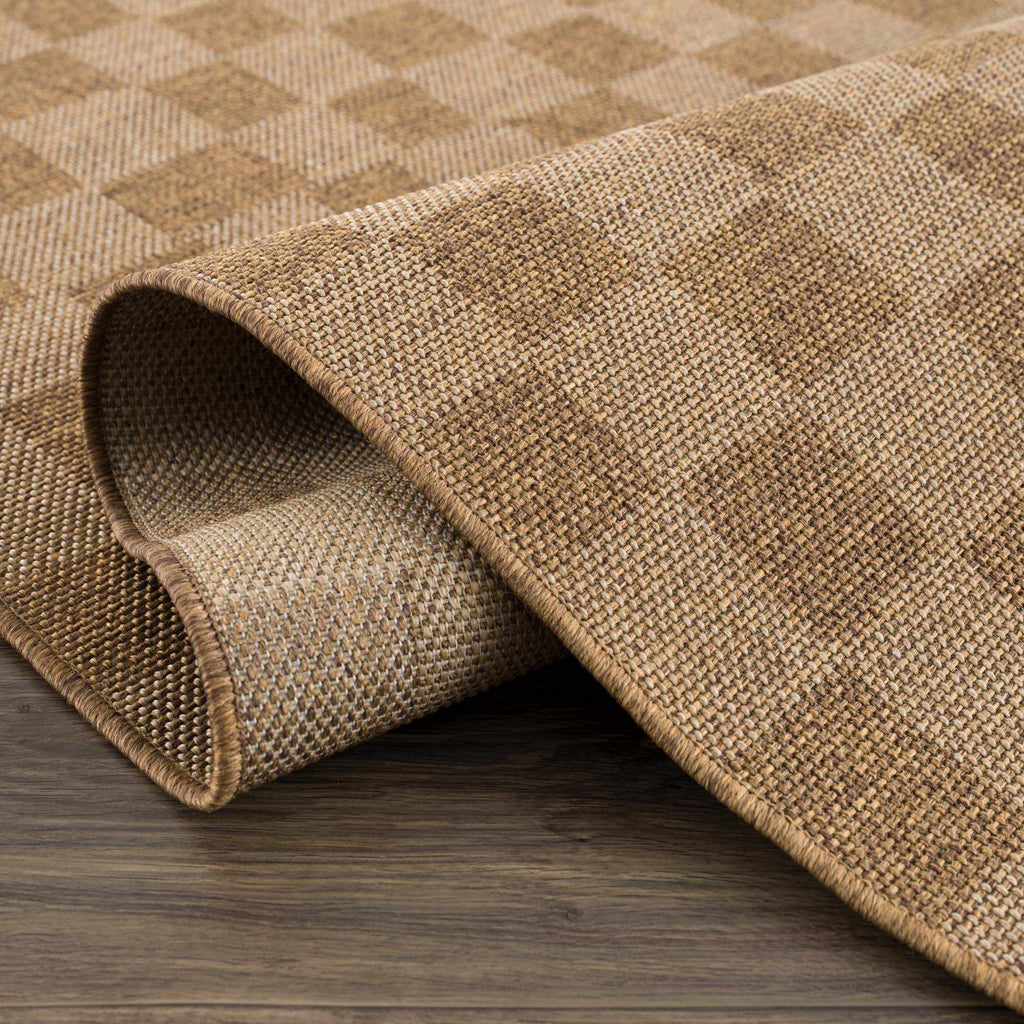 Kuval Checkered Brown Rug - thewrightstore