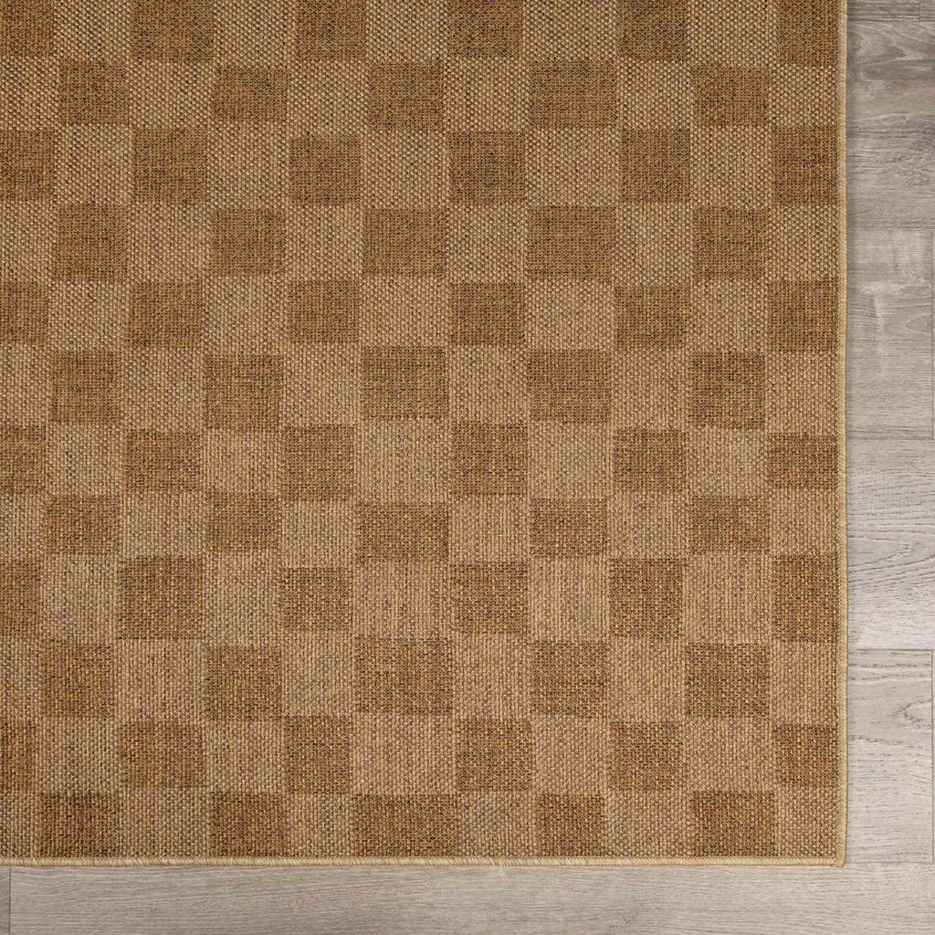 Kuval Checkered Brown Rug - thewrightstore
