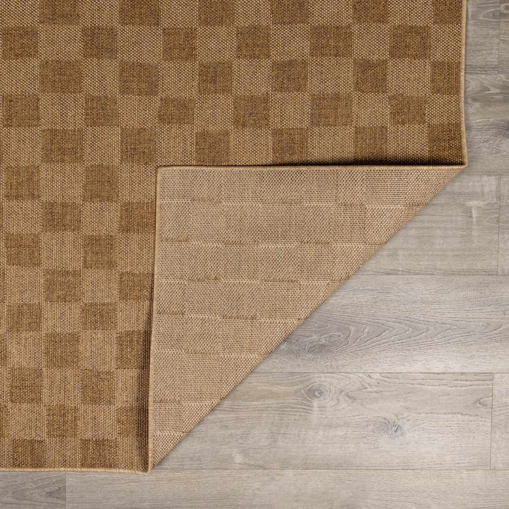 Kuval Checkered Brown Rug - thewrightstore