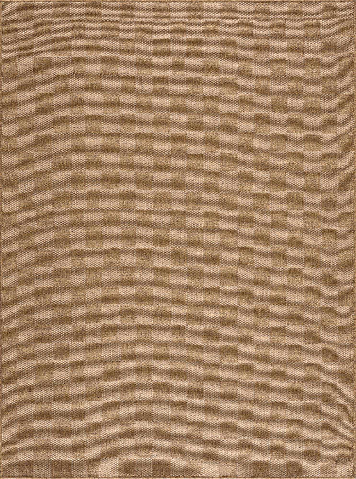 Kuval Checkered Brown Rug - thewrightstore